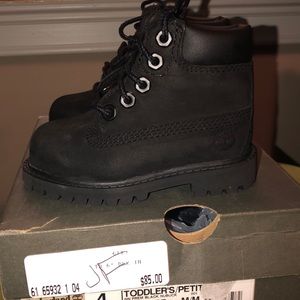 Gently used Toddler Black Timberlands-Box Included